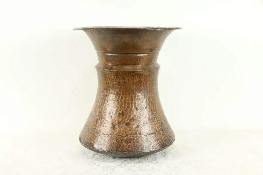 Photo of Hand Hammered Antique Craftsman Solid Copper Spittoon or Planter