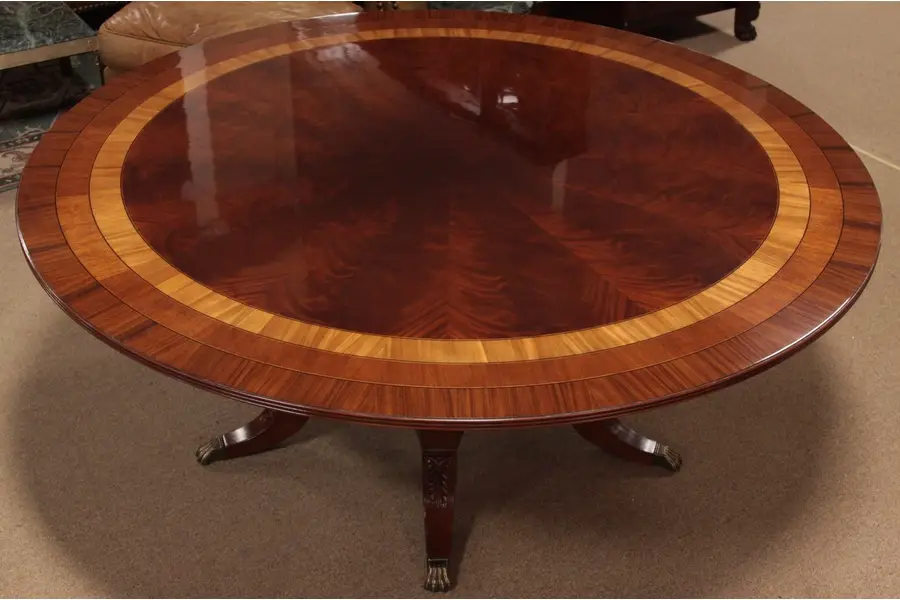 Photo of Round 6' Banded Mahogany Dining or Conference Table