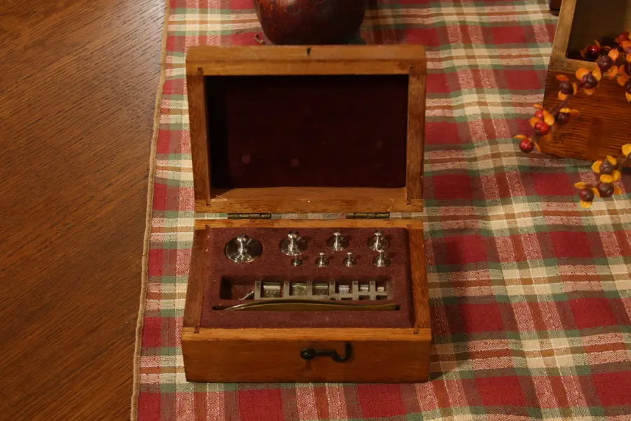 Photo of Set of Scale Weights, Mahogany Case