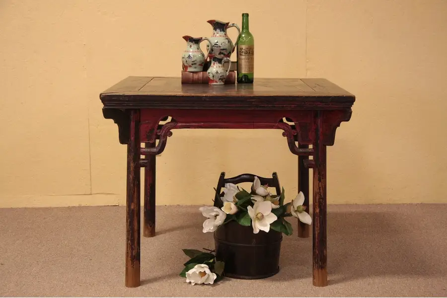 Photo of Chinese Country Antique Elm Game or Tea Table