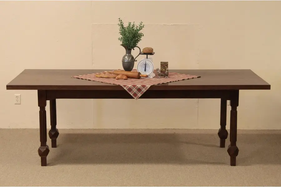 Photo of Oak Victorian Library or Dining Table 7'8"