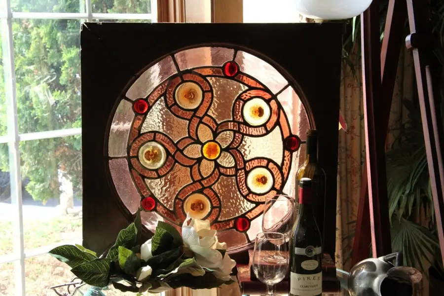 Photo of Round Stained Leaded Glass Window, Jewels