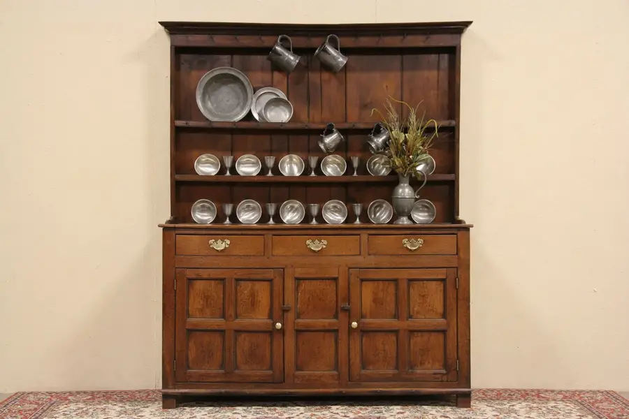 Photo of Oak 1870 Pewter Cupboard or Welsh Dresser