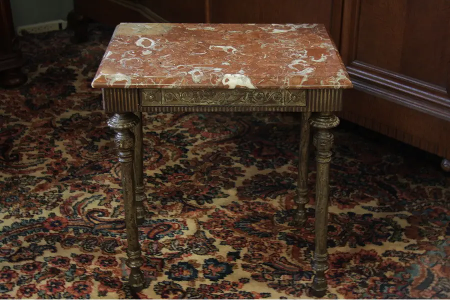 Photo of Iron & Marble Antique Chairside Table