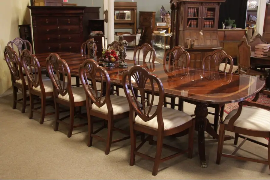 Photo of Georgian Carved Dining Set, 12 Chairs, 13' Table