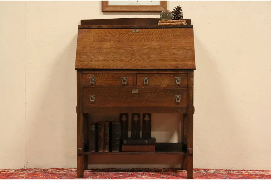 Photo of Arts & Crafts Mission Oak 1900 Antique Secretary Desk