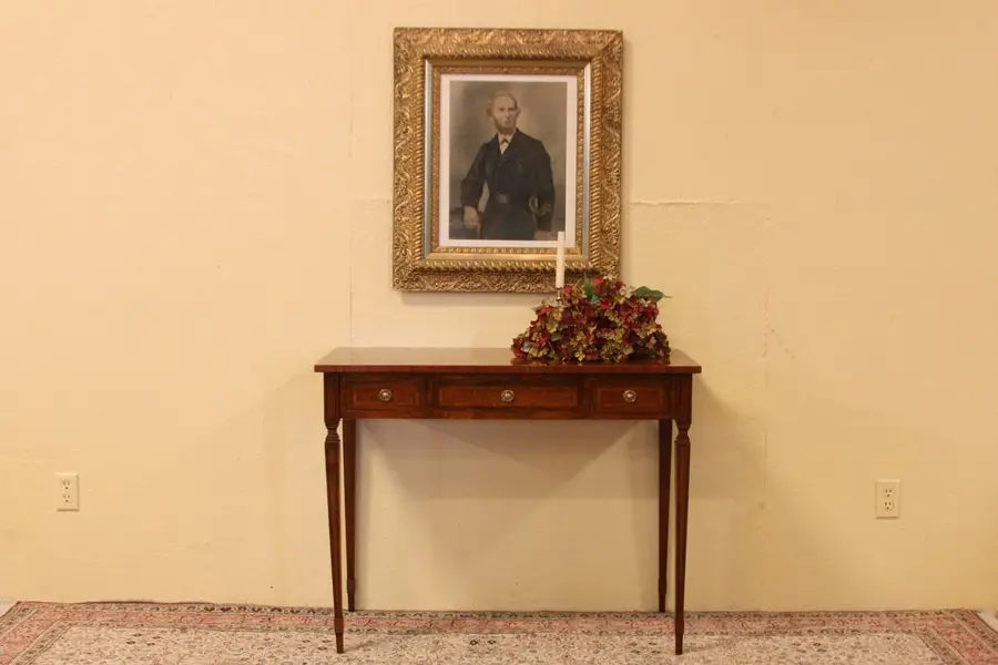 Photo of Maurice Villency Marquetry Writing or Console Table