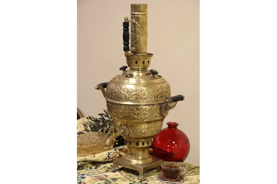 Photo of Turkish Brass Hand Wrought Samovar Tea Kettle
