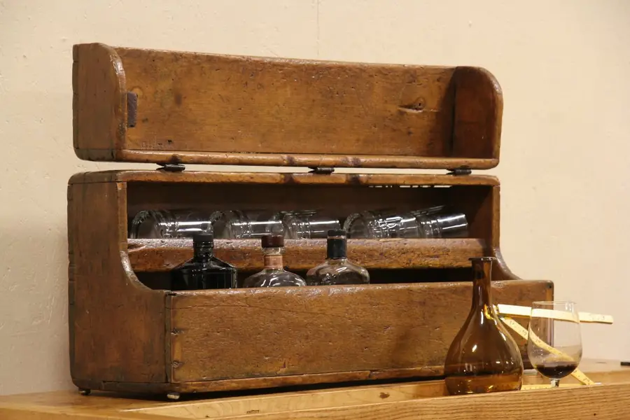 Photo of Country Pine 1890's Antique Carpenter Tool Box or Chest