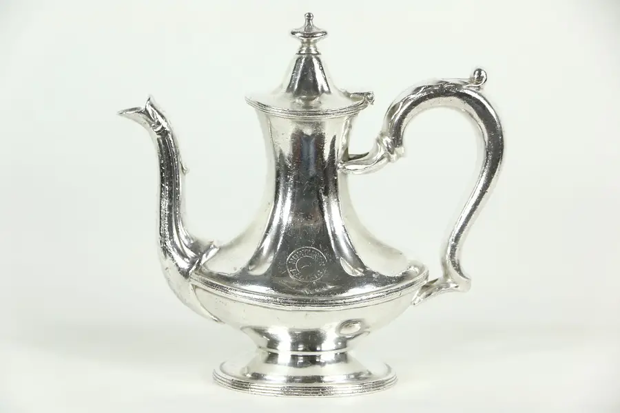 Photo of Nothern Pacific RR Silver 7 1/2" Antique Coffee Pot, Signed Reed & Barton