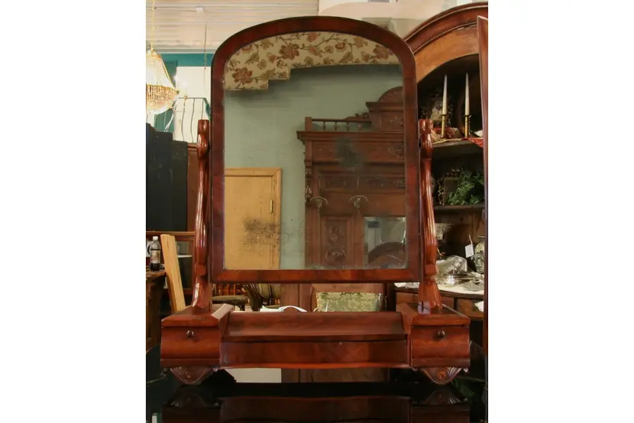 Photo of Empire Mahogany 1830's Shaving or Dresser Mirror