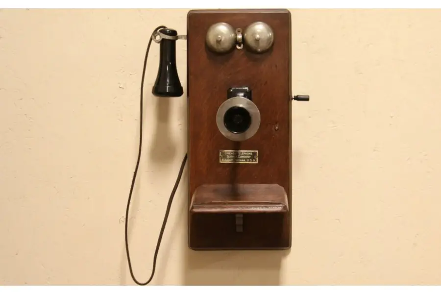 Photo of Chicago Oak Antique 1910 Wall Telephone