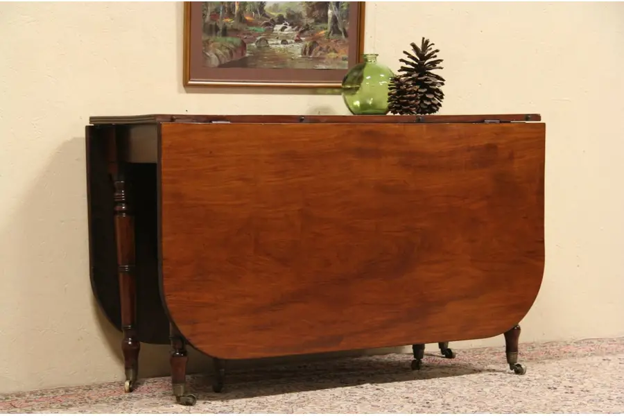 Photo of Dropleaf 1870 Antique English Dining, Breakfast, Tea or Sofa Table