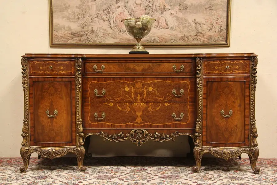 Photo of Carved 1940's Vintage Sideboard or Buffet