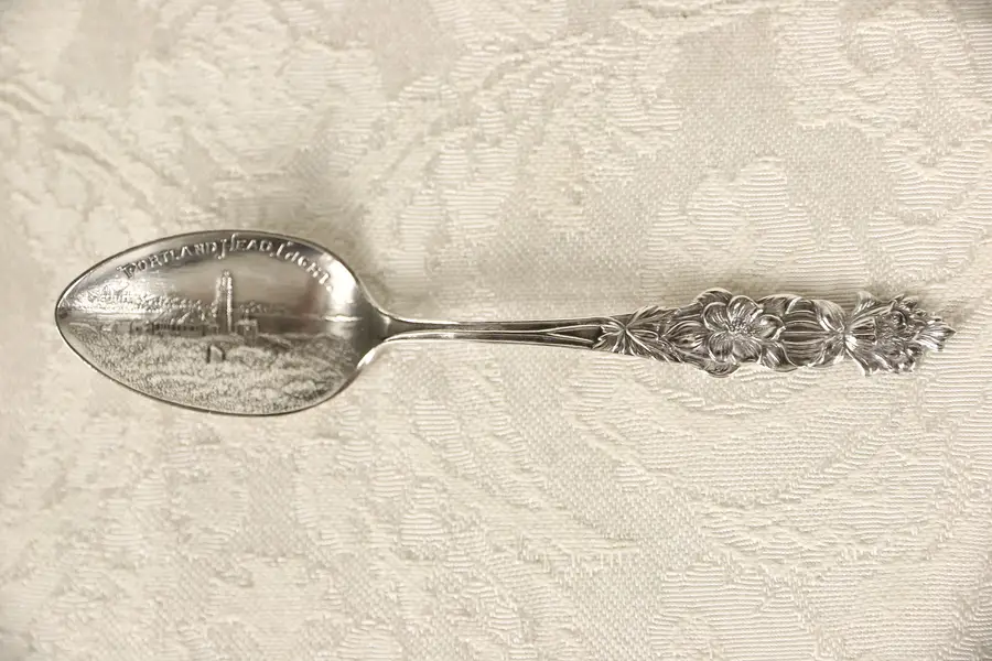 Photo of Portland ME Lighthouse Sterling Silver 1900 Antique Souvenir Spoon