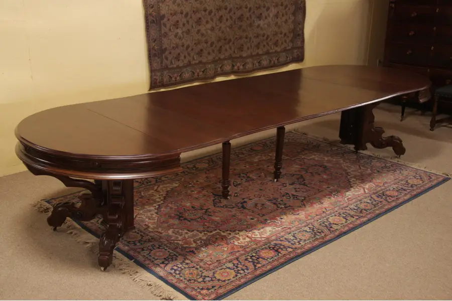Photo of Victorian Walnut Burl Dining Table, Extends 12'