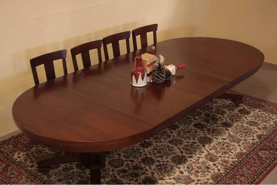 Photo of Arts & Crafts Mission Oak Round 54" Dining Table