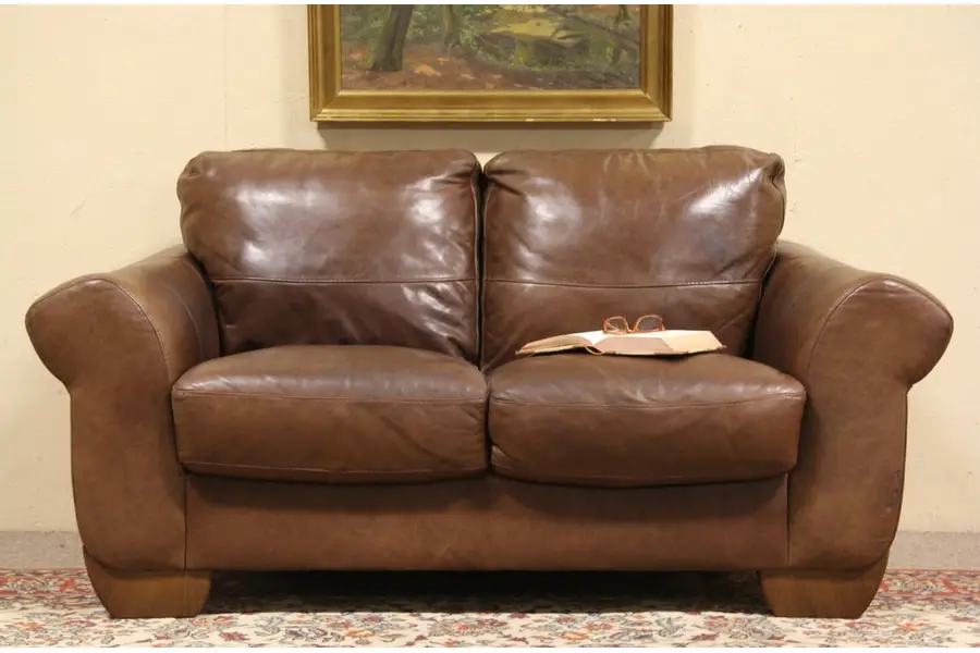 Photo of Sofitalia International Italian Leather Vintage Loveseat