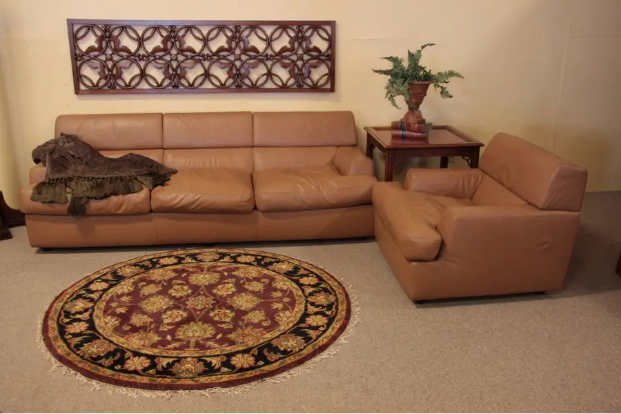 Photo of Leather Sofa & Armchair Set, Down Cushions