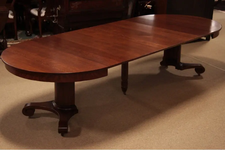 Photo of Arts & Crafts Mission Oak 4' Round Dining Table, 10'