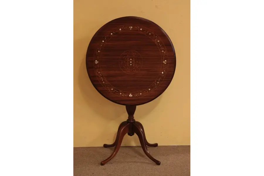 Photo of Tilt-top Tea or Lamp Table, Pearl Marquetry