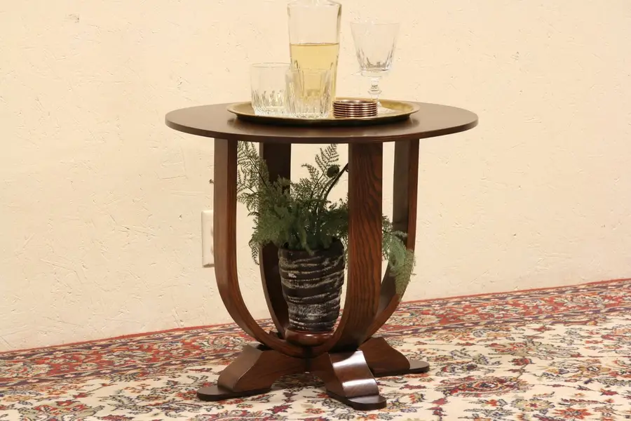 Photo of Art Deco 1930 Antique Round Cocktail Table