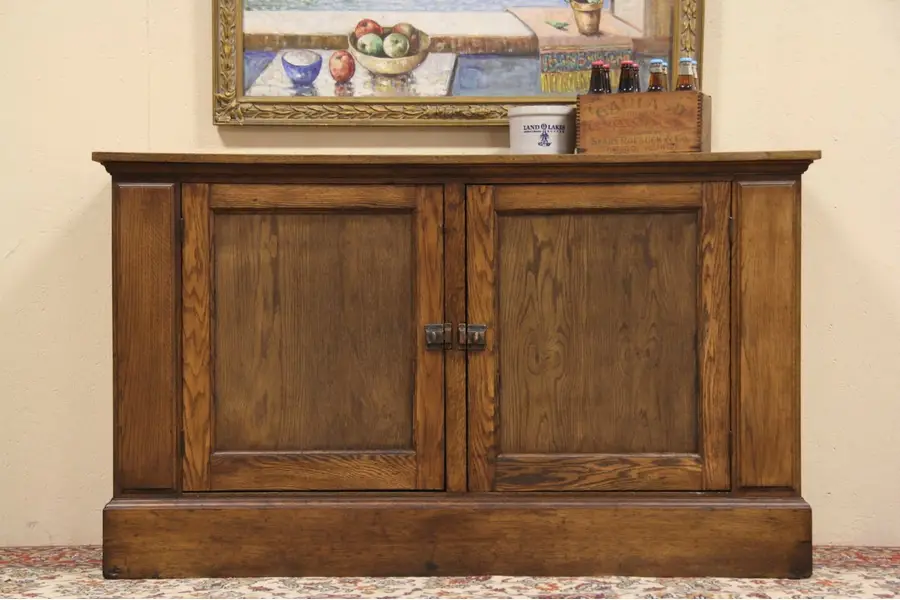 Photo of Oak 1900 Era Antique Sideboard, Counter or TV Console