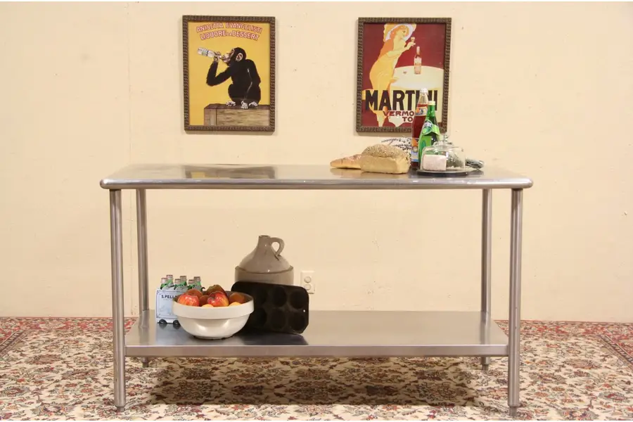 Photo of Stainless Steel Restaurant Prep Table, Kitchen Island
