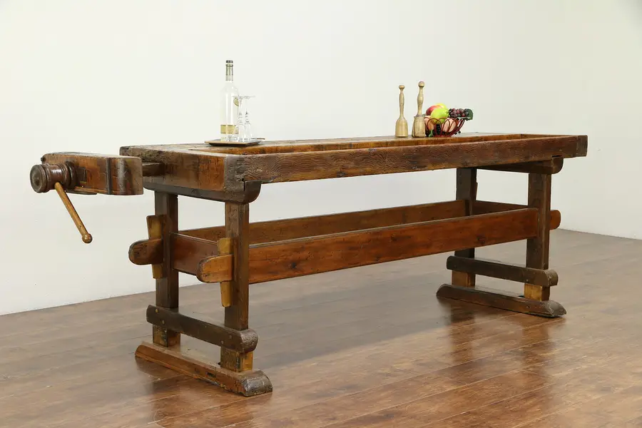 Photo of Carpenter Antique 1890 Workbench, Kitchen Island, Wine Tasting Table