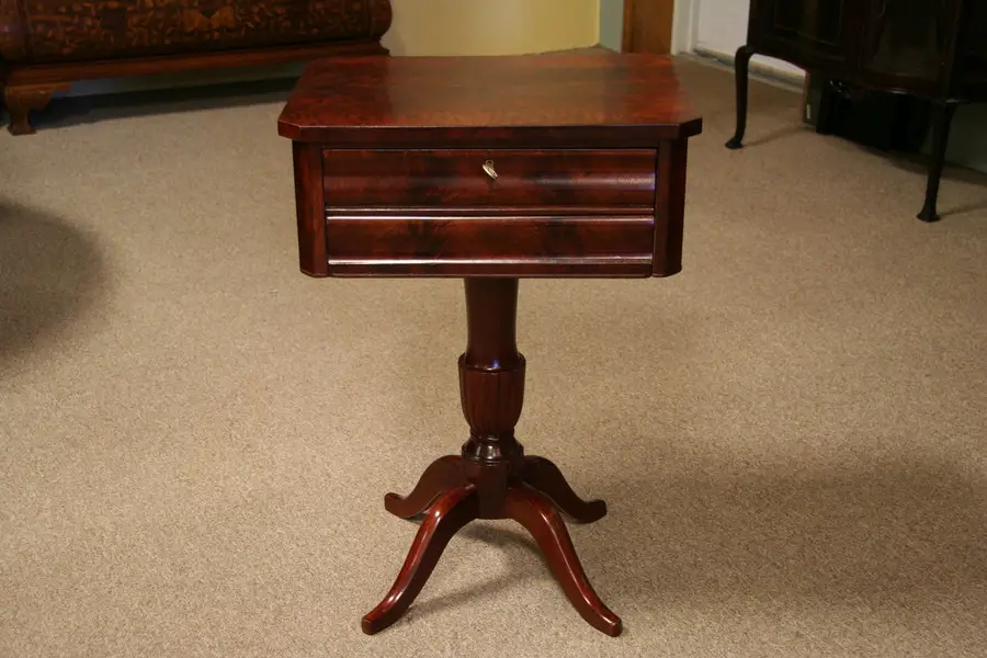 Photo of Victorian Burl Walnut Sewing Stand or Work Table