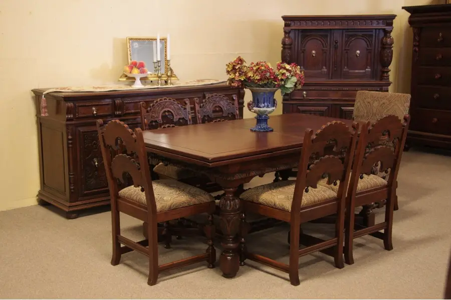Photo of English Tudor Berkey & Gay Carved 9 Pc. Dining Set