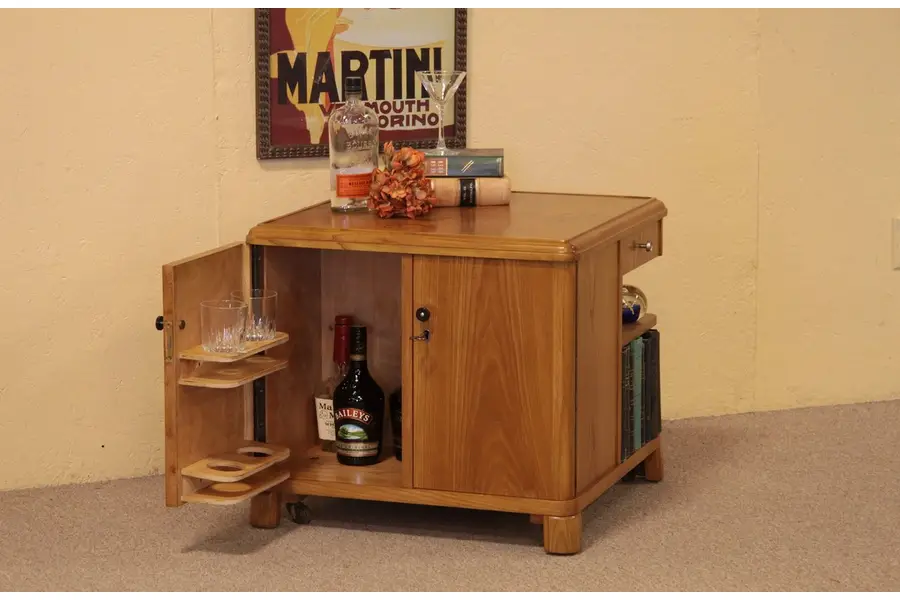 Photo of Art Deco Antique Coffee Table with Bar Cabinet