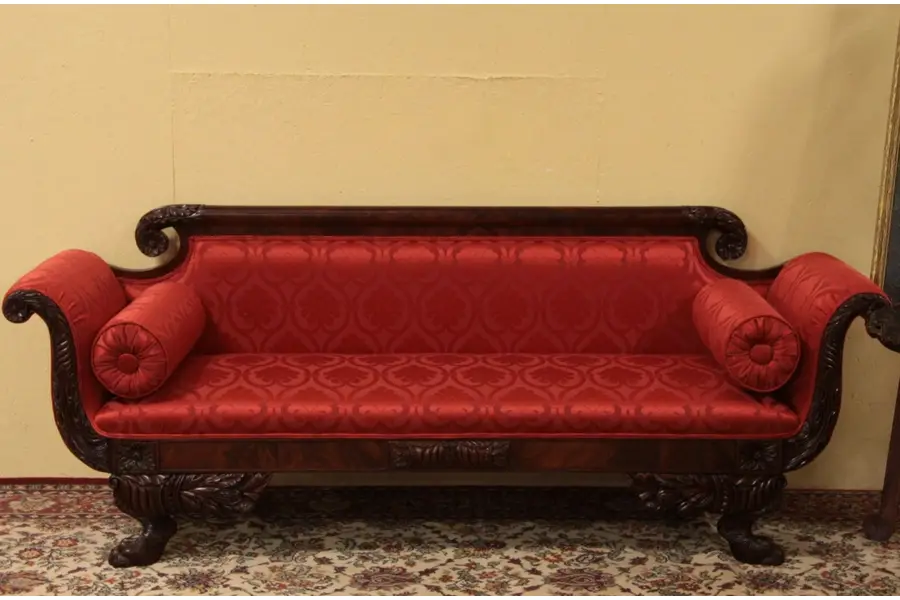 Photo of Empire Antique 1825 Carved Mahogany Sofa