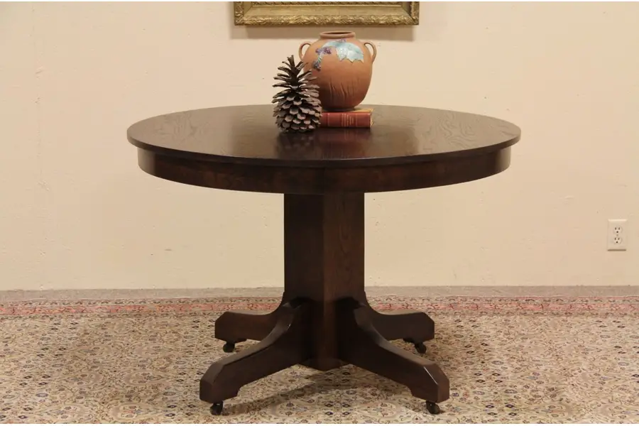 Photo of Arts & Crafts Mission Oak Round Dining Table
