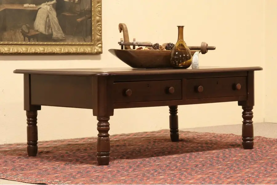 Photo of Coffee Table from 1860, Antique Library Table