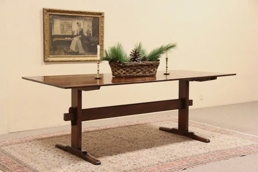 Photo of Pine Hand Hewn Vintage 7' Trestle Dining Table