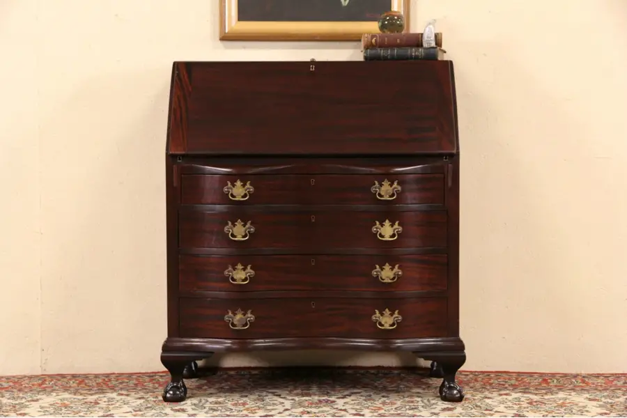 Photo of Georgian Mahagony Vintage Secretary Desk, Claw & Ball Feet, Secret Drawers