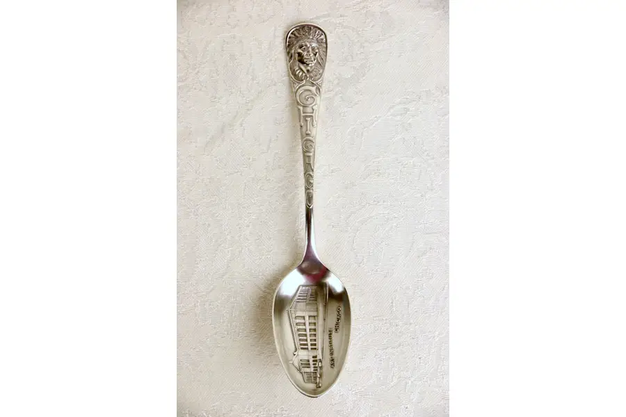 Photo of Chicago Indian Chief Art Institute Sterling Silver 1900 Antique Souvenir Spoon