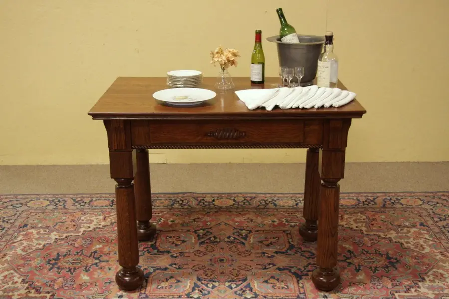 Photo of Victorian Oak Desk, Serving Table or Kitchen Island