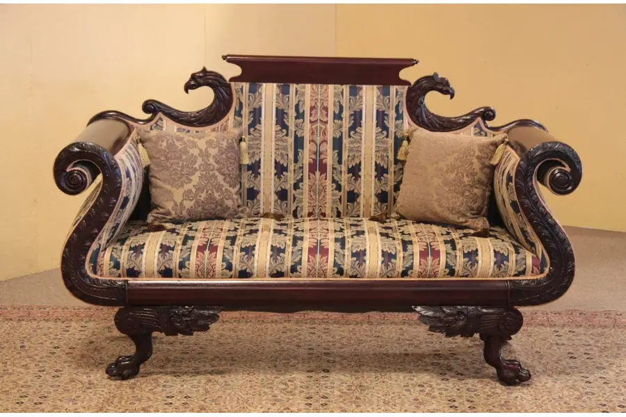Photo of Empire Carved Mahogany Pawfoot Sofa