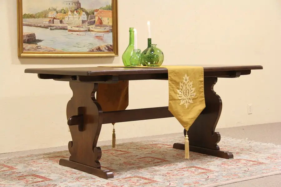 Photo of Oak 1920 Antique Library, Dining or Writing Table