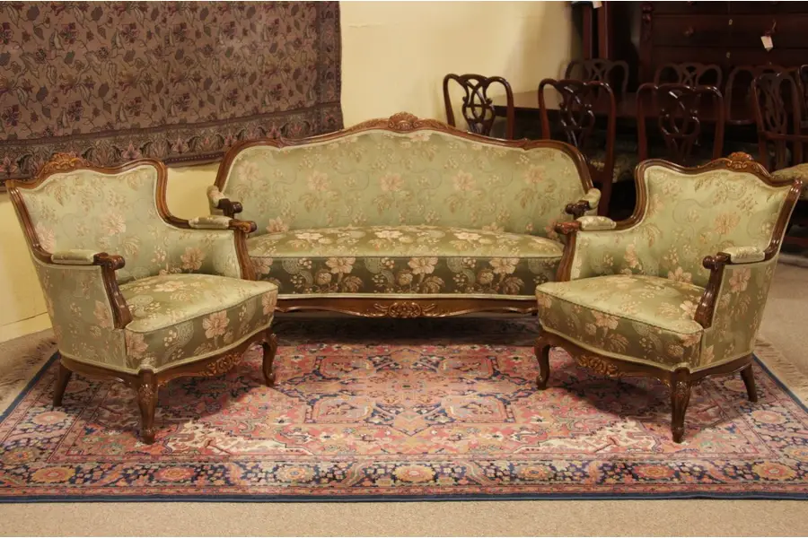 Photo of French 3 Pc. Carved Salon Set, Sofa and 2 Chairs
