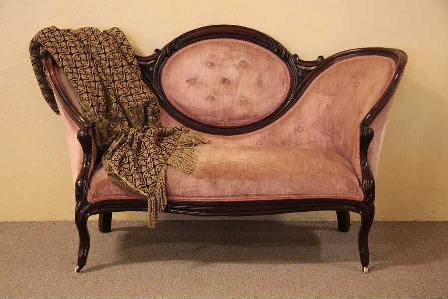 Photo of Victorian 1870 Carved Settee or Loveseat