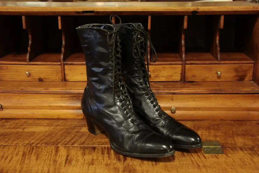 Photo of Lady's High Top Leather Shoes or Boots, Antique