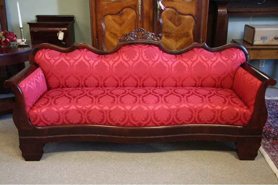 Photo of Empire Mahogany 1840's Sofa, New Italian Upholstery