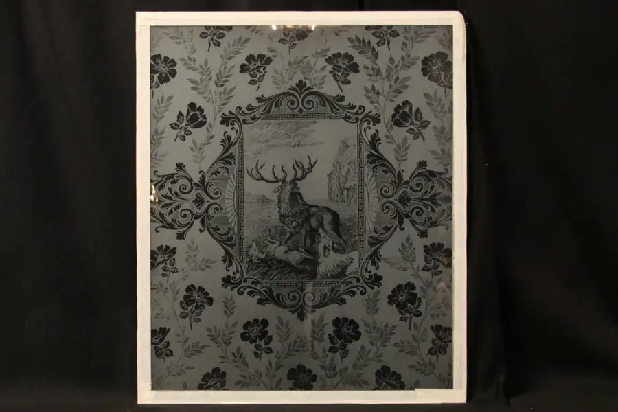 Photo of Etched Glass Stag Antique Window Pane