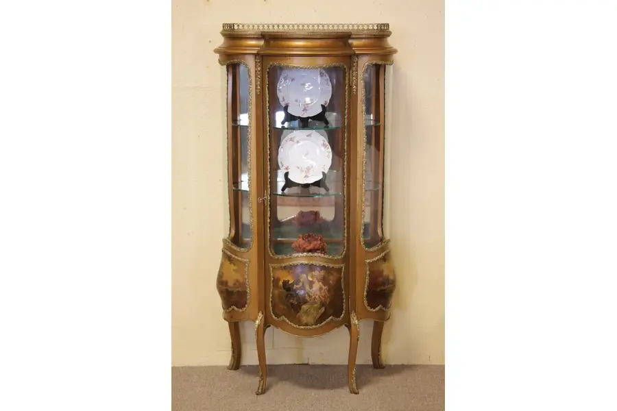 Photo of Vernis Martin Curved Glass Curio Cabinet