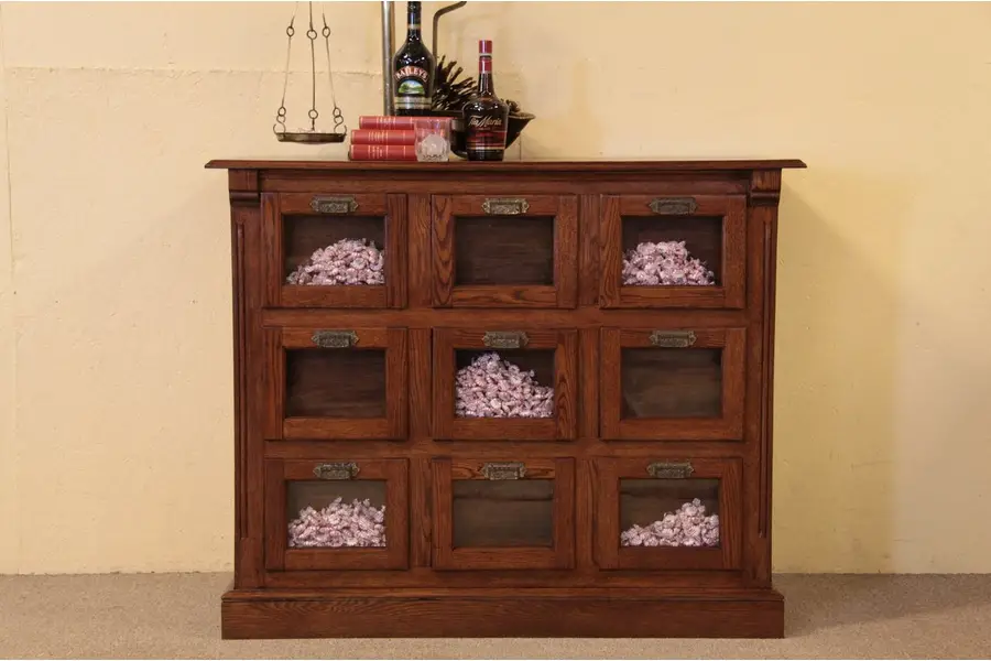 Photo of Victorian Oak Seed Cabinet Counter