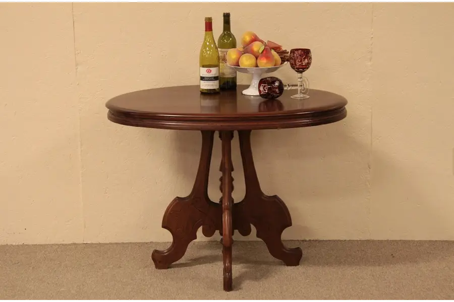 Photo of Victorian Walnut Oval Parlor or Lamp Table