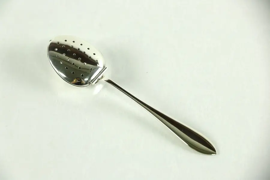 Photo of Sterling Silver Vintage Tea Strainer Spoon or Infuser, signed Webster